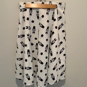 Cat print pin up midi skirt with pockets size large